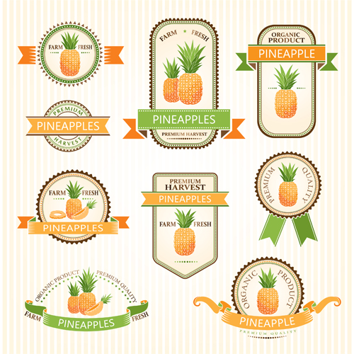 Delicate fruits labels vector material set 03 labels fruits delicate   