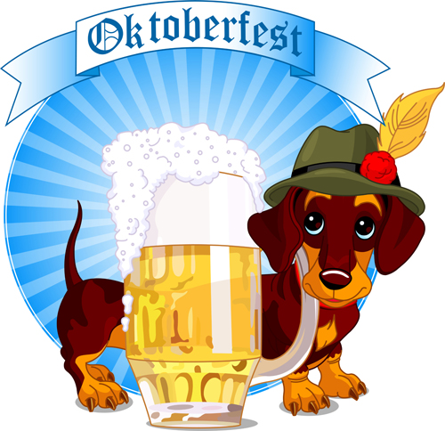 Cute dog with beer labels vector labels dog cute beer   