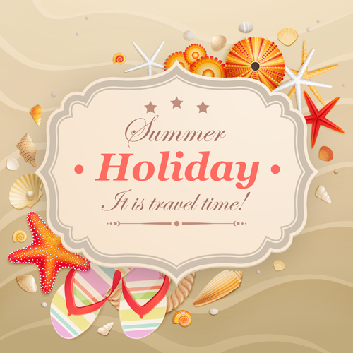 Set of Summer holidays elements vector background 08 summer holidays elements element   