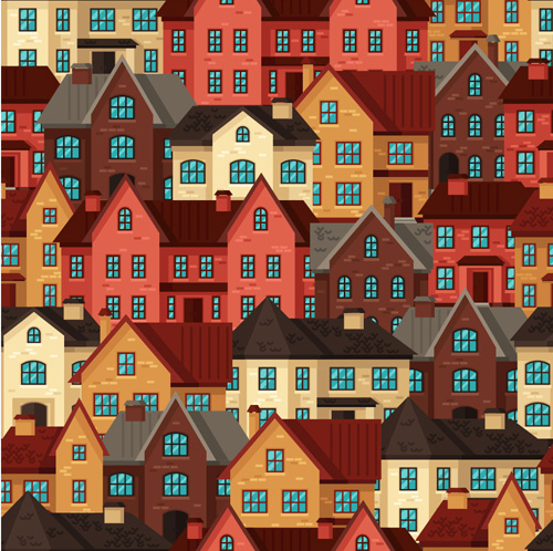 Flat style house seamless pattern vector seamless pattern vector pattern house design   