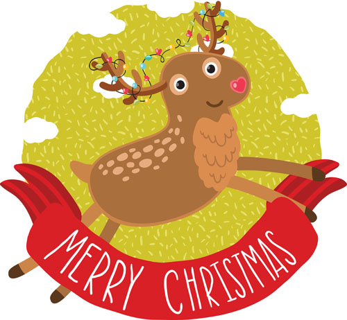 Christmas cute deer vector material 06 material deer cute christmas   