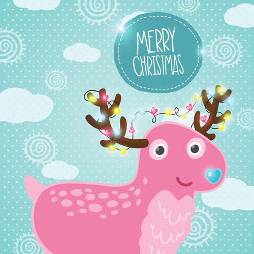 Christmas cute deer vector material 05 material deer cute christmas   