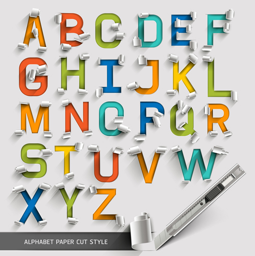 Alphabet paper cut creative vector 02 paper cut paper creative alphabet   