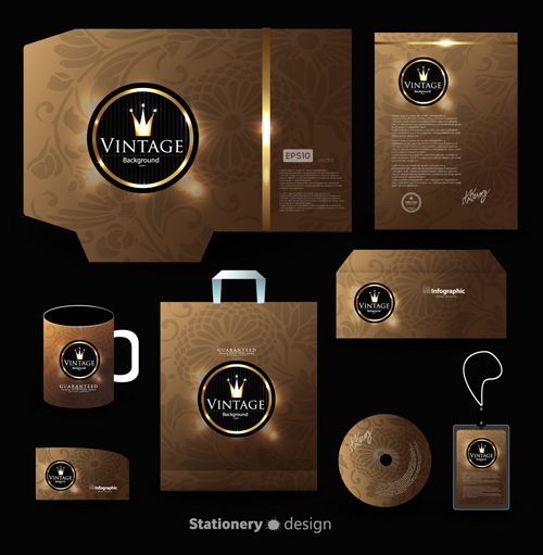 Creative stationery cover kit vector set 04 stationery creative cover   