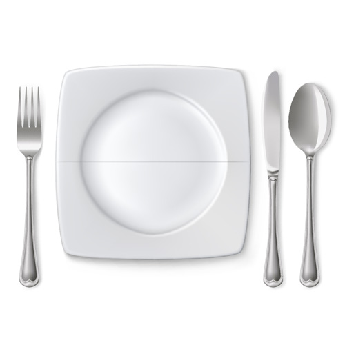Tableware with empty plate vector 09 Tableware plate empty   