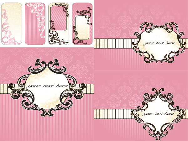 pink background decorative pattern vector texture template style Pink color pattern lace frame cards background   