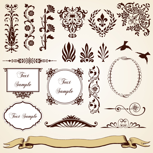 Vintage Royal ornaments design elements vector 02 royal ornaments ornament elements element calligraphic   