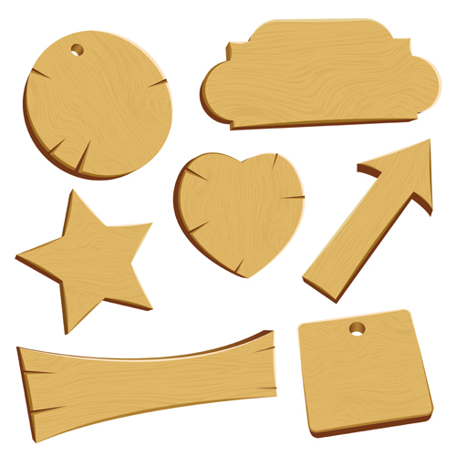 Vector set of Wooden labels elements 05 wooden wood labels label elements element   