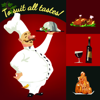 Funny chef with menu template vector 04 template vector restaurant menu funny chef   