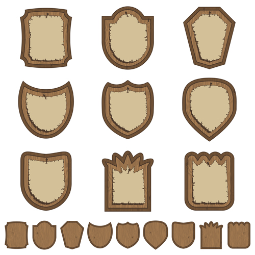 Vector set of Wooden labels elements 03 wooden wood labels label elements element   