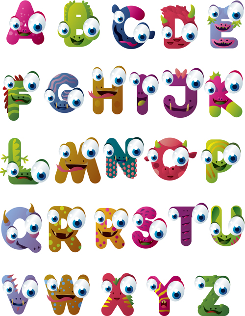 Elements of Funny Alphabet vector graphic funny elements element alphabet   