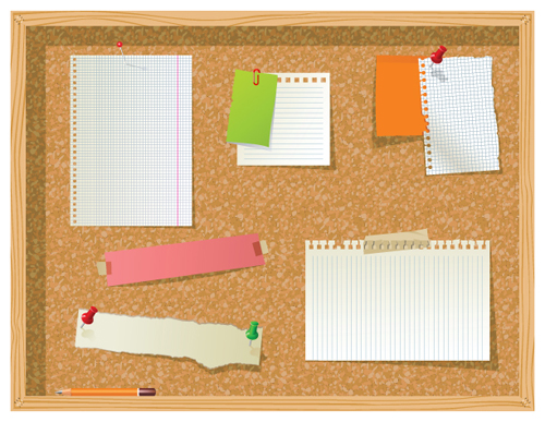 Set of Message board with Message paper vector 01 paper message board   