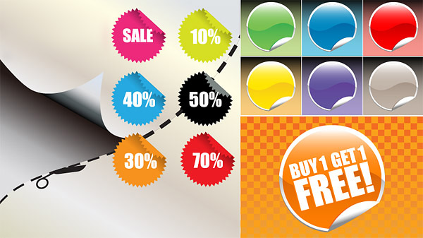 Roll paper Icon vector stickers sales sale gear circular discount   