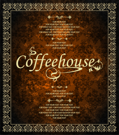 Vintage golden coffee house menu design vector 04 menu house golden coffee   