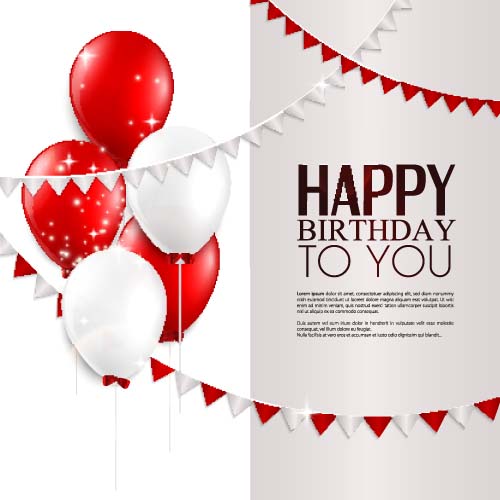 Balloons with triangle flag birthday card vector 02 triangle card birthday balloons   