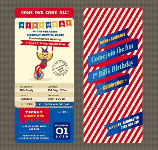 Creative Happy Birthday ticket design vector 01 ticket happy birthday happy creative birthday   