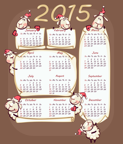 Calendar 2015 and funny sheep vector graphics 02 sheep calendar 2015   