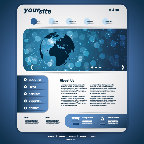 Blue style website template vector 01 template vector template style blue   