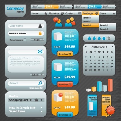 Common web design kit vector material 03 web elements design common   