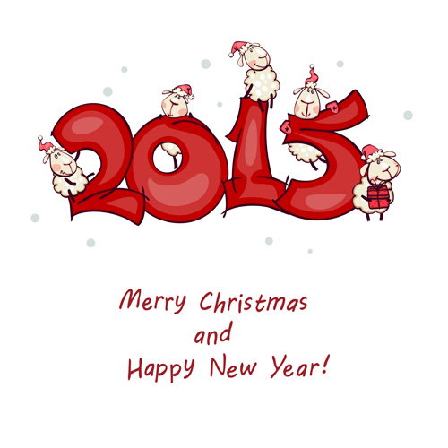 Cartoon sheep 2015 christmas and new year vector background sheep new year christmas cartoon 2015   