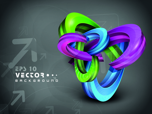 Set of 3D objects from vector background graphic 04 objects   