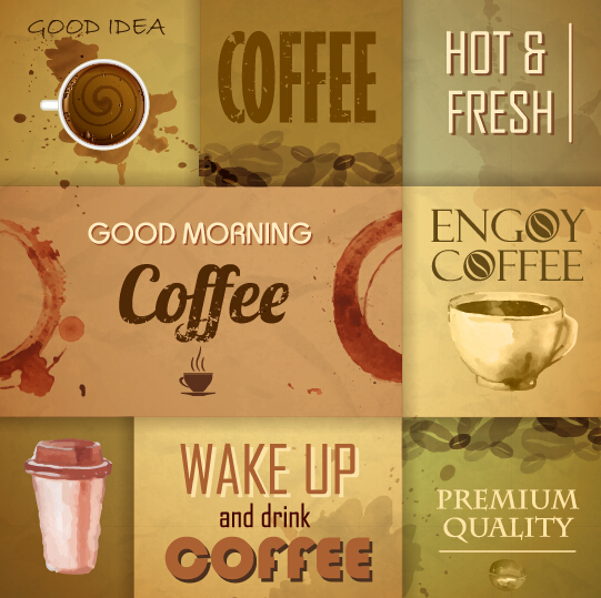 Retro design coffee menu cover vector 01 Retro font menu cover coffee   