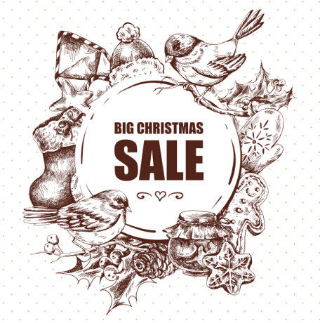 2016 Christmas big sale hand drawn vector 02 sale hand drawn christmas 2016   