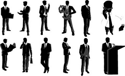 Male managers design elements vector white-collar workers talent men business people black and white   