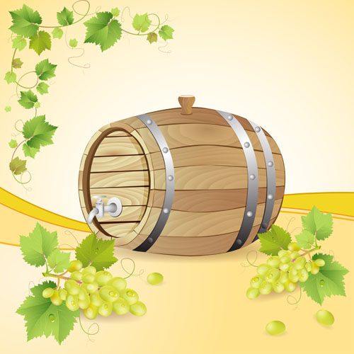Set of Wooden Wine barrel vector material 01 wooden wood wine material barrel   