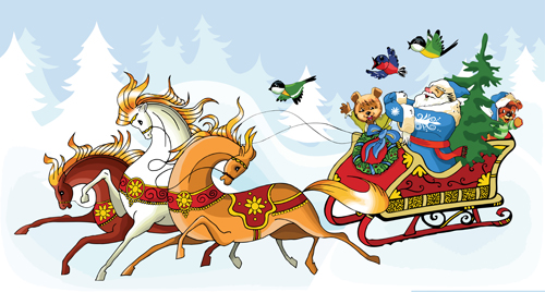 Santa Claus and horses 2016 vector santa horses Claus 2016   