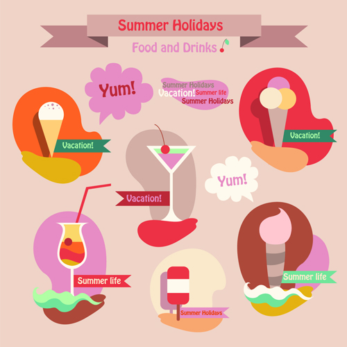 Summer holiday food with travel vector 02 travel summer holiday food   