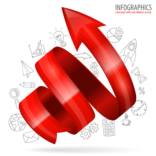 Infographic concept with red ribbon arrow vector ribbon infographic arrow   