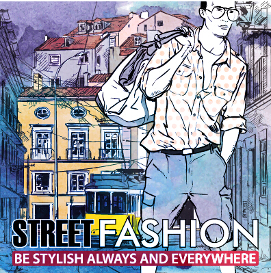 Street stylish everywhere hand drawing background vector 02 stylish street Hand drawing background   