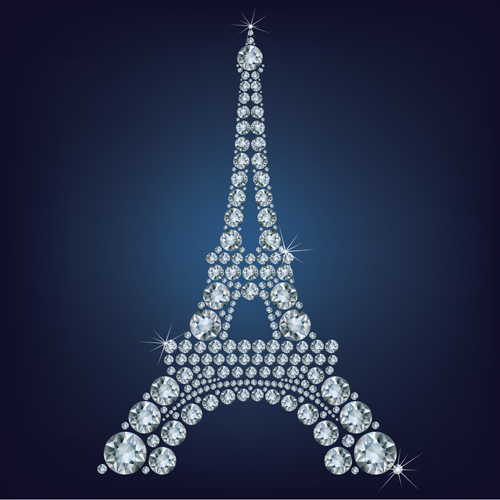 Diamonds eiffel tower vector background eiffel tower diamonds background   