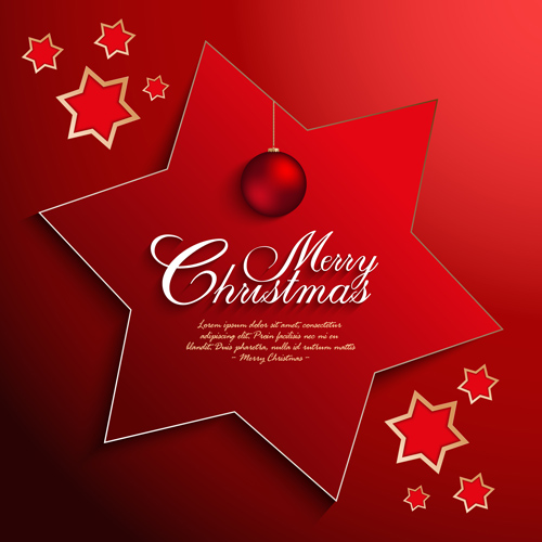 Christmas ball with stars card vector 02 stars christmas card ball   