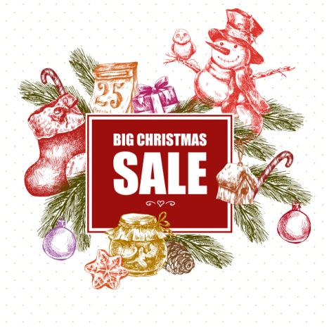 2016 Christmas big sale hand drawn vector 07 sale hand drawn christmas 2016   