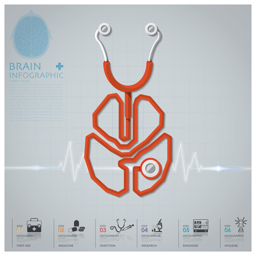 Health and Medical infographic with Stethoscope vector 02 stethoscope medical infographic health   