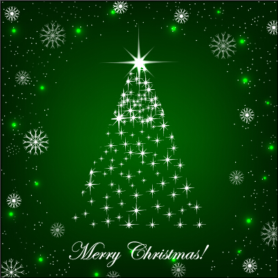 Shiny christmas tree with green background vector 01 shiny green christmas tree background   