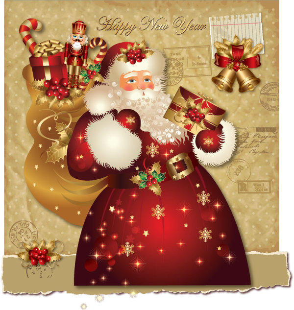 ornate greeting card of Santa Claus vector graphics 01 santa ornate greeting Claus card   
