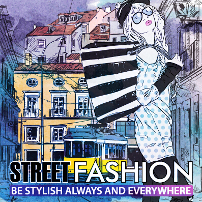 Street stylish everywhere hand drawing background vector 09 stylish street Hand drawing background   