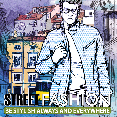 Street stylish everywhere hand drawing background vector 01 stylish street Hand drawing background   