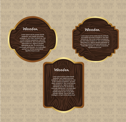 Vector set of Wooden labels elements 02 wooden wood labels label elements element   