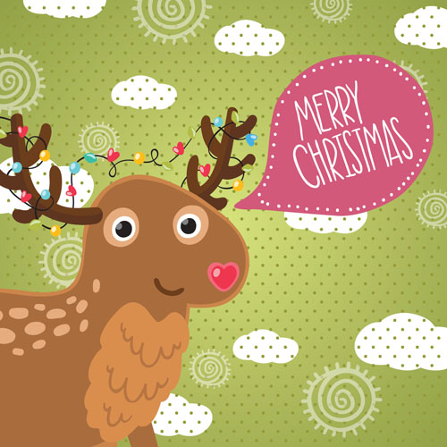 Christmas cute deer vector material 02 deer cute christmas   