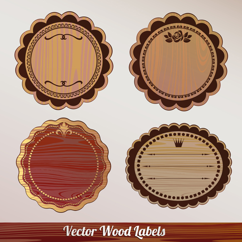 Vector set of Wooden labels elements 01 wooden wood labels label elements element   