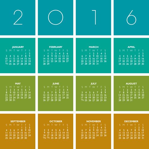 2016 Calendar boxes vector calendar boxes 2016   