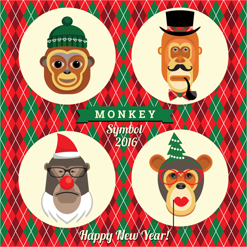 Monkey symbol 2016 new year vector 02 year symbol new monkey 2016   