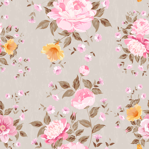 beautiful flowers with vintage seamless pattern vector 01 seamless pattern flowers Beautiful flowers   