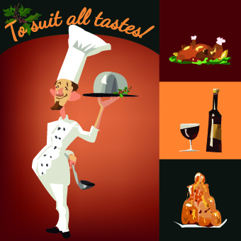 Funny chef with menu template vector 05 template vector template restaurant menu funny   