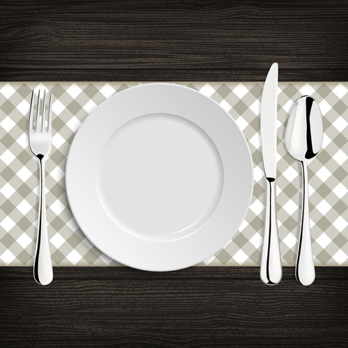 Tableware with empty plate vector 19 Tableware plate empty   