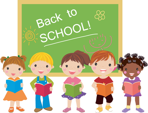 Set of Cute School children design vector material 02 school material cute children   